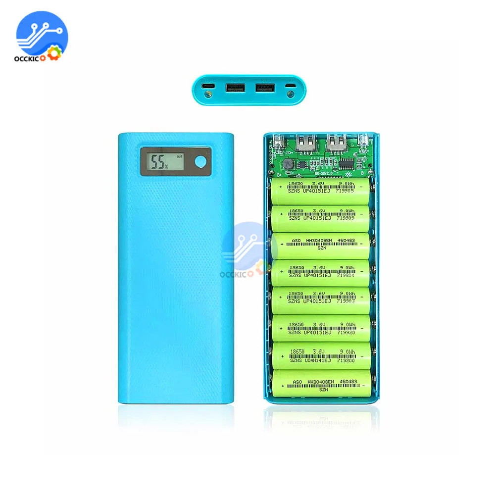 Набор сделай сам чехол для портативного зарядного устройства 2 USB 8*18650 ЖК дисплей