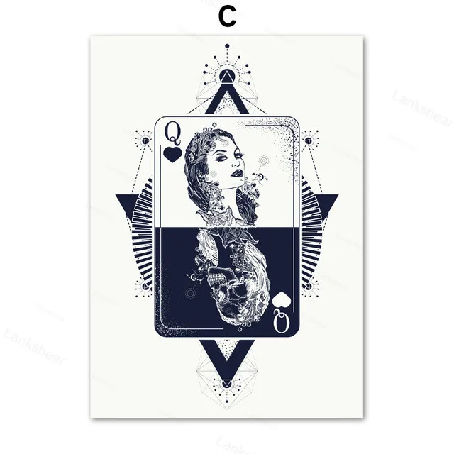 

Playing Cards Abstract Painting Poster Vintage Wall Art Canvas Painting Nordic Posters and Prints Wall Pictures for Living Room