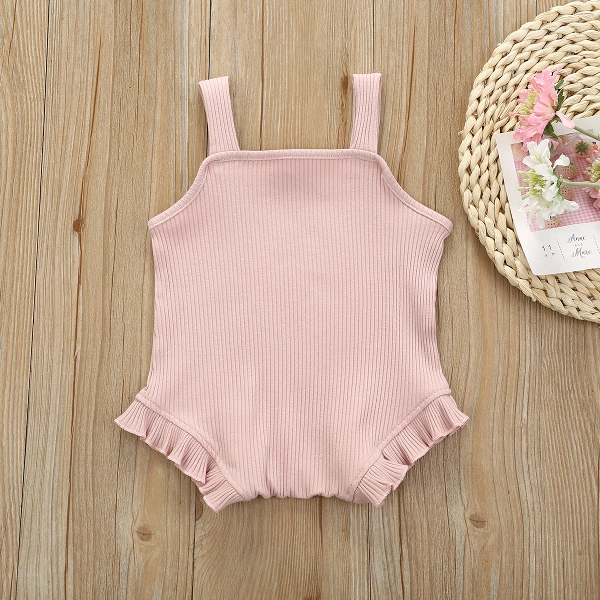 

Summer Toddler Baby Girl Ruffle Knitted Romper Solid Color Bodysuit Jumpsuit Outfits Clothes CANIS