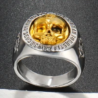 europe vintage domineering gold skull silver rings for men trendy hip hop skull ring heavy metal punk rock finger rings jewelry