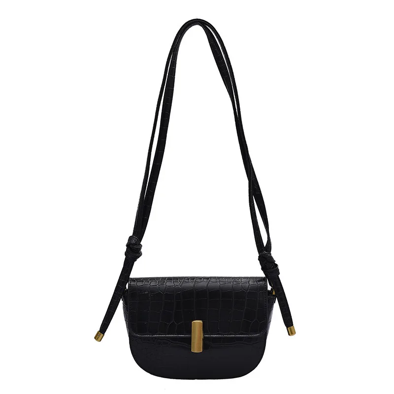 

European and American retro bag new armpit bag crocodile pattern shoulder slung saddle bag