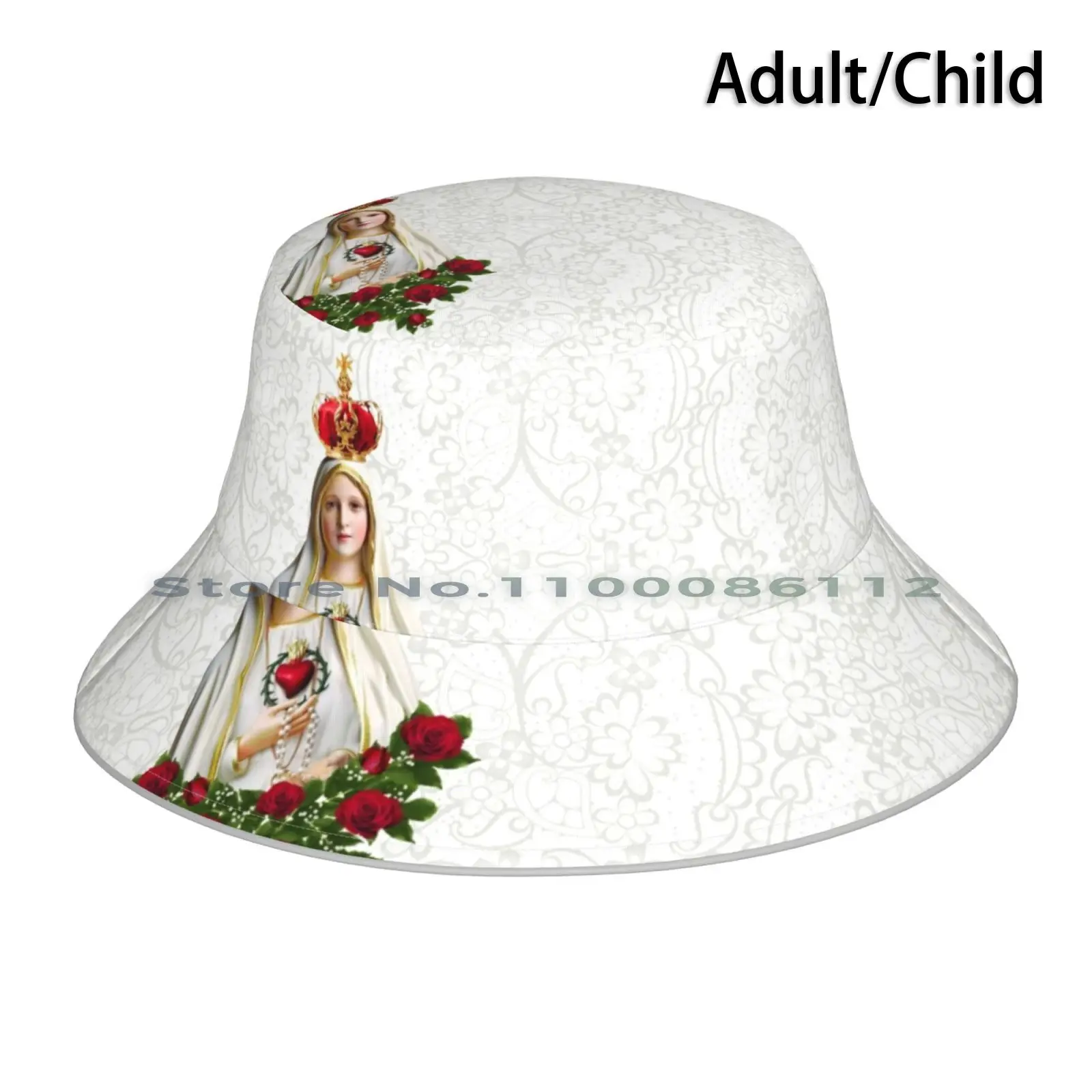 

Our Lady Of Fatima Bucket Hat Sun Cap Lady Mary Jesus Fatima Portugal Rosary Roses Saint Pray Blessed Apparition Devotion