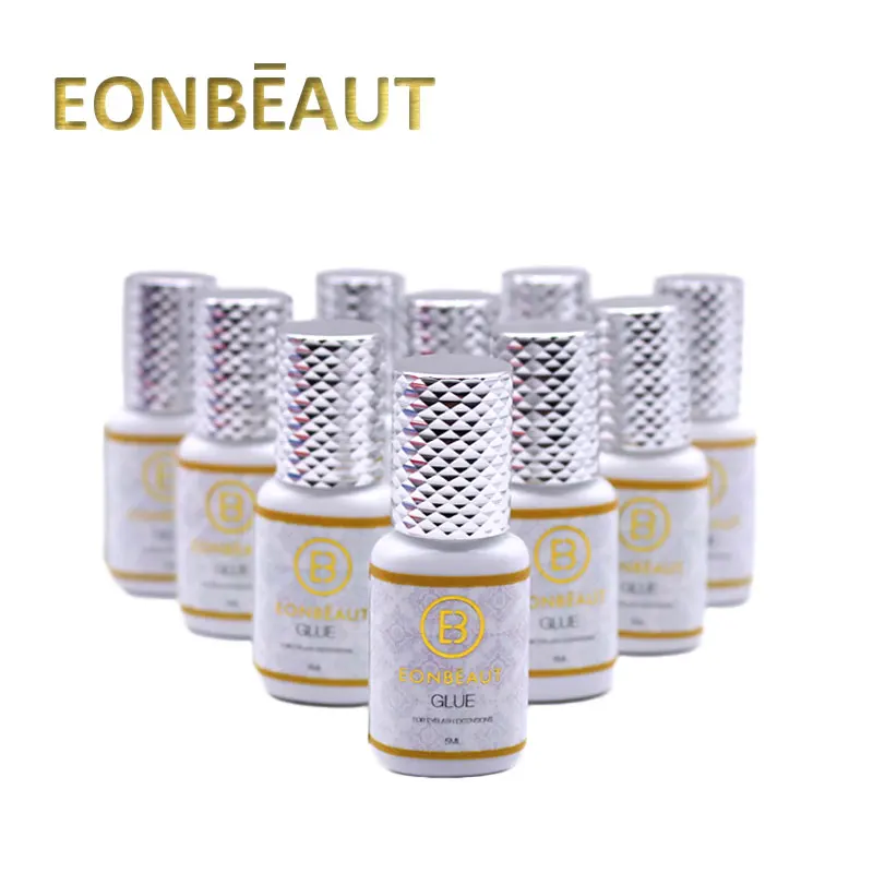 Клей для наращивания ресниц EONBEAUT 10 бутылочек чувствительный серебряный колпачок