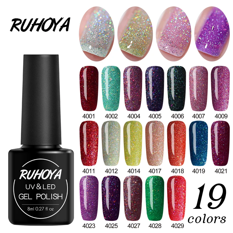 Ruhoya Bling неоновый глиттер сияющая основа и УФ-маникюрные украшения лак