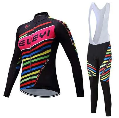 Jersey and Pants Зимняя одежда для велоспорта, женский комбинезон, теплая флисовая велосипедная одежда для триатлона, костюм, женское ретро платье, велосипедная одежда, Одежда MTB - Цвет: Jersey and Pants