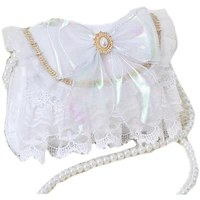 angelatracy 2022 lolita lo bow diamond handbags cover shoulder bags pearl girl fresh uniform women lady white messenger bags