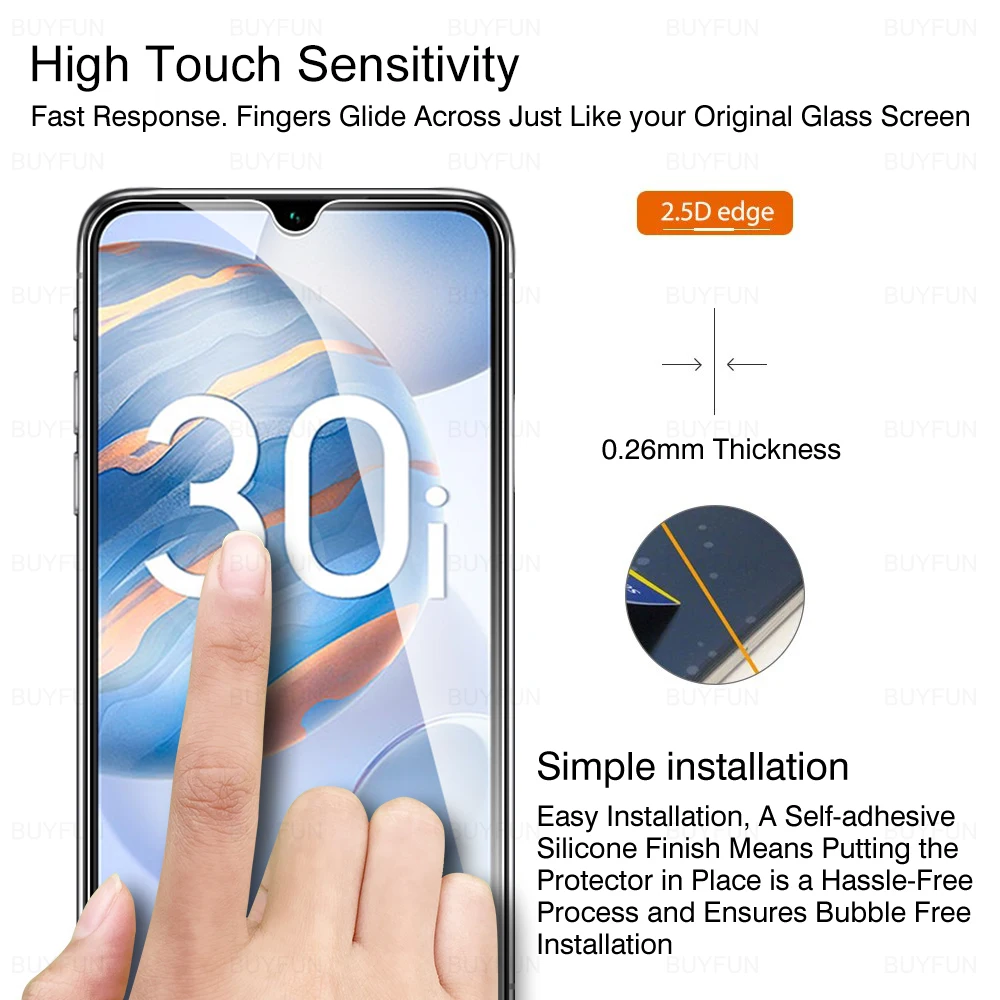 4 in 1 Camera Glass Protector For Huawei Honor 8X 8A 8S 8C 8 s x a c 30 30i Lite Tempered Safety Screen Full Cover Film | Мобильные