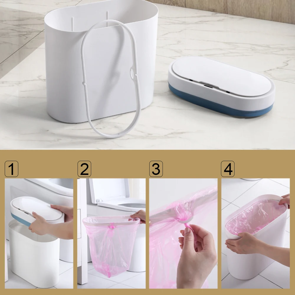 smart sensor trash can electronic automatic household bathroom toilet bedroom living room waterproof narrow seam sensor bin free global shipping