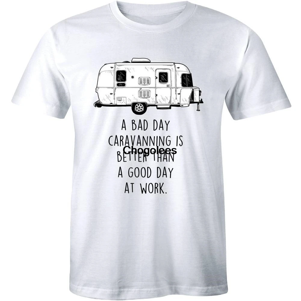 Плохой день Caravanning мужские забавные Кемпинг футболка караван тент оборудование