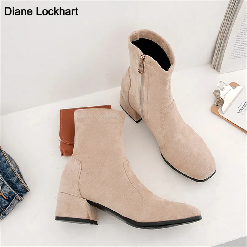 

2021 Autumn Winter New Chelsea Boots Women Shoes Zip Ankle Boots Platform Botas Mujer Chaussures Femme Black Brown Apricot 33-43