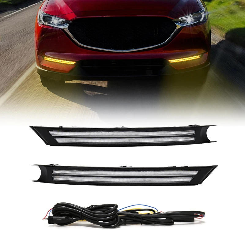 Светодиодсветодиодный дневные ходосветильник 3 цветов для Mazda CX-5 CX5 2017 2018 2019 DRL