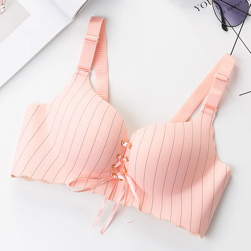 design1 pink Сексуальный бесшовный бюстгальтер для женщин, цельный бюстгальтер пуш-ап, бюстгальтер без косточек, Полосатое белье, бюстгальтер с чашечками 5/8, женское нижнее белье, бюстгальтер - Цвет: design1 pink