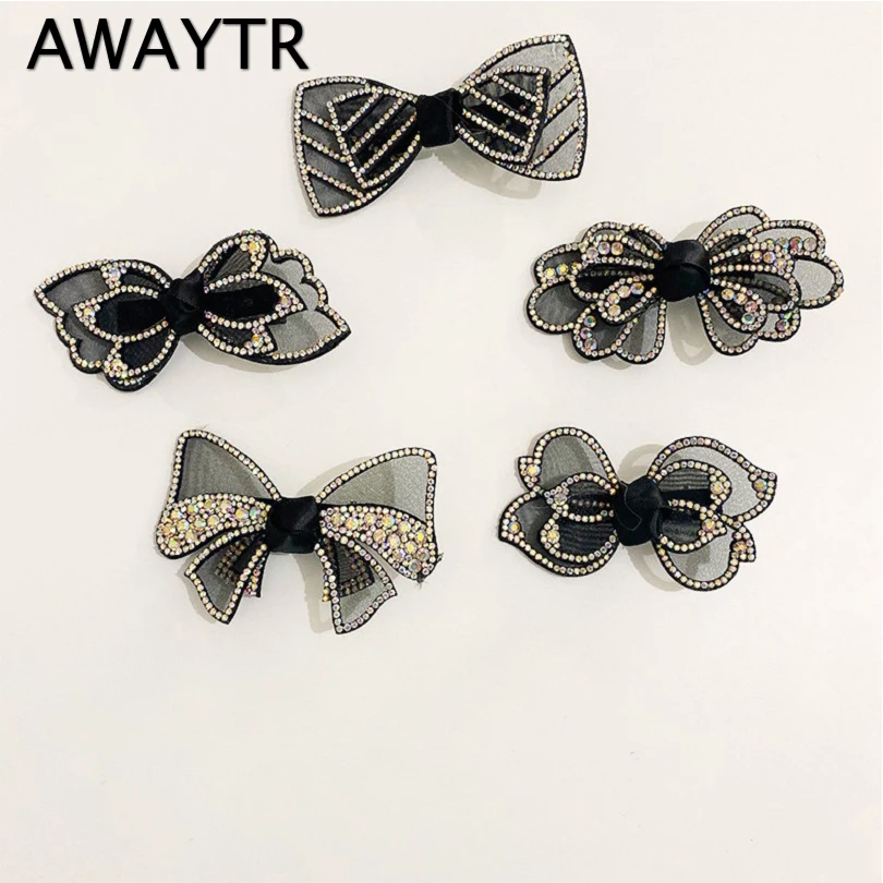 Заколка для волос с бантом AWAYTR милые Стразы в виде буквы заколки аксессуары