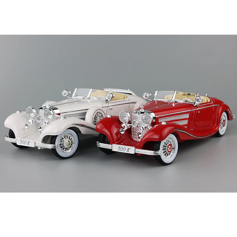 

New Maisto 1:18 For Benz 500K 1936 Vintage car Diecast Model Car Gift Collection Ornament Red/White/Silver Metal,Plastic
