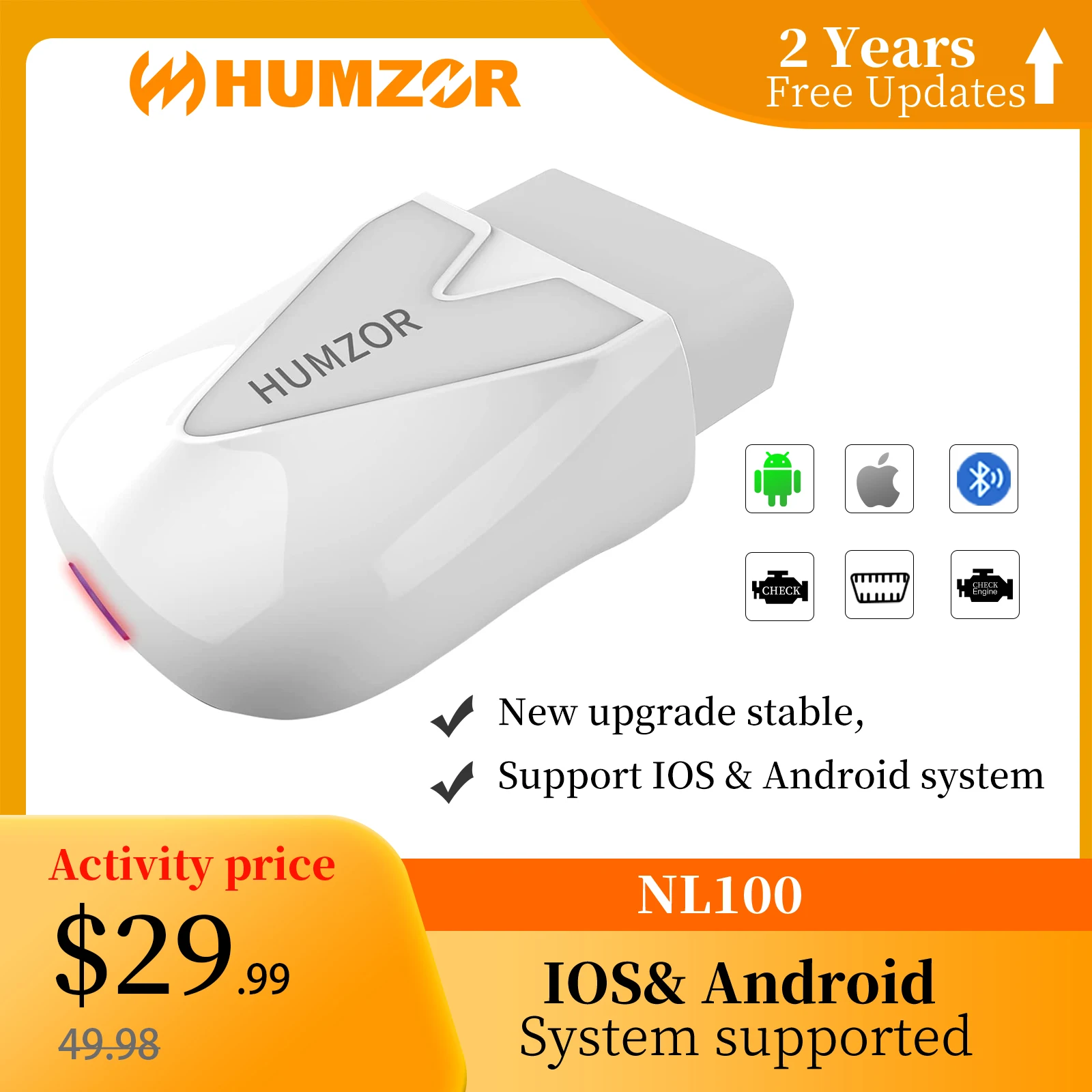 Humzor NexzScan Bluetooth OBD2 сканер автомобильный считыватель кодов диагностический