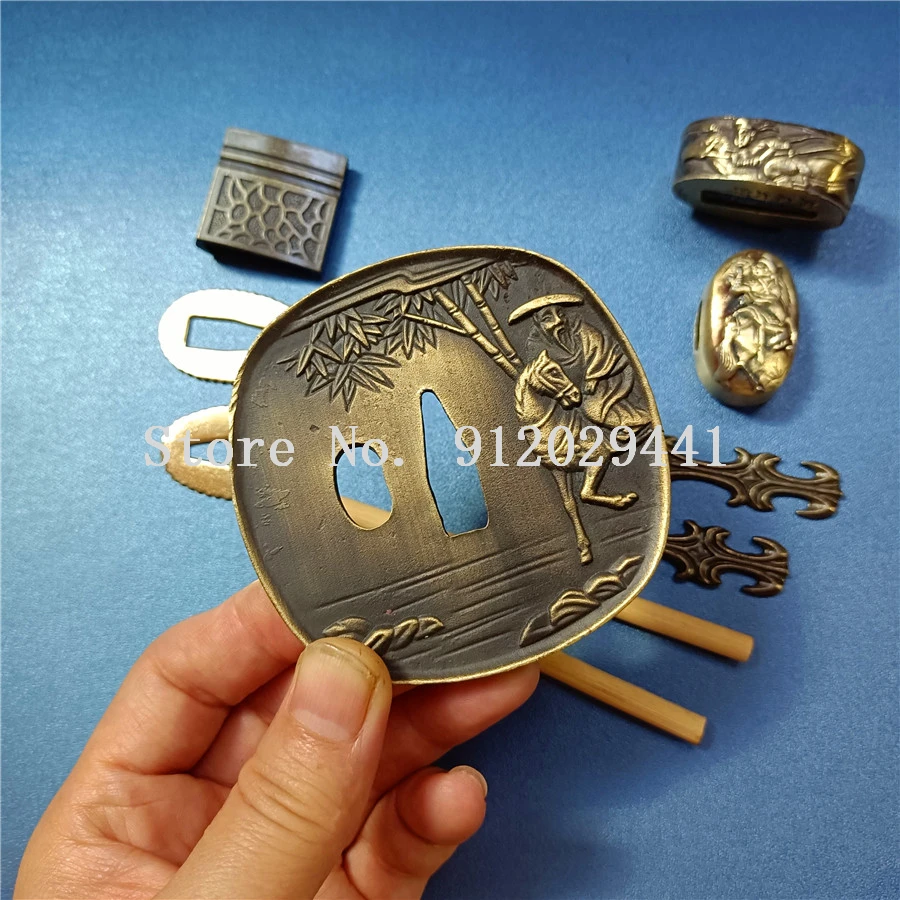 Набор японских защитных мечей для Катаны/вакидзаси фитинги из сплава Tsuba + Menuki Fuchi