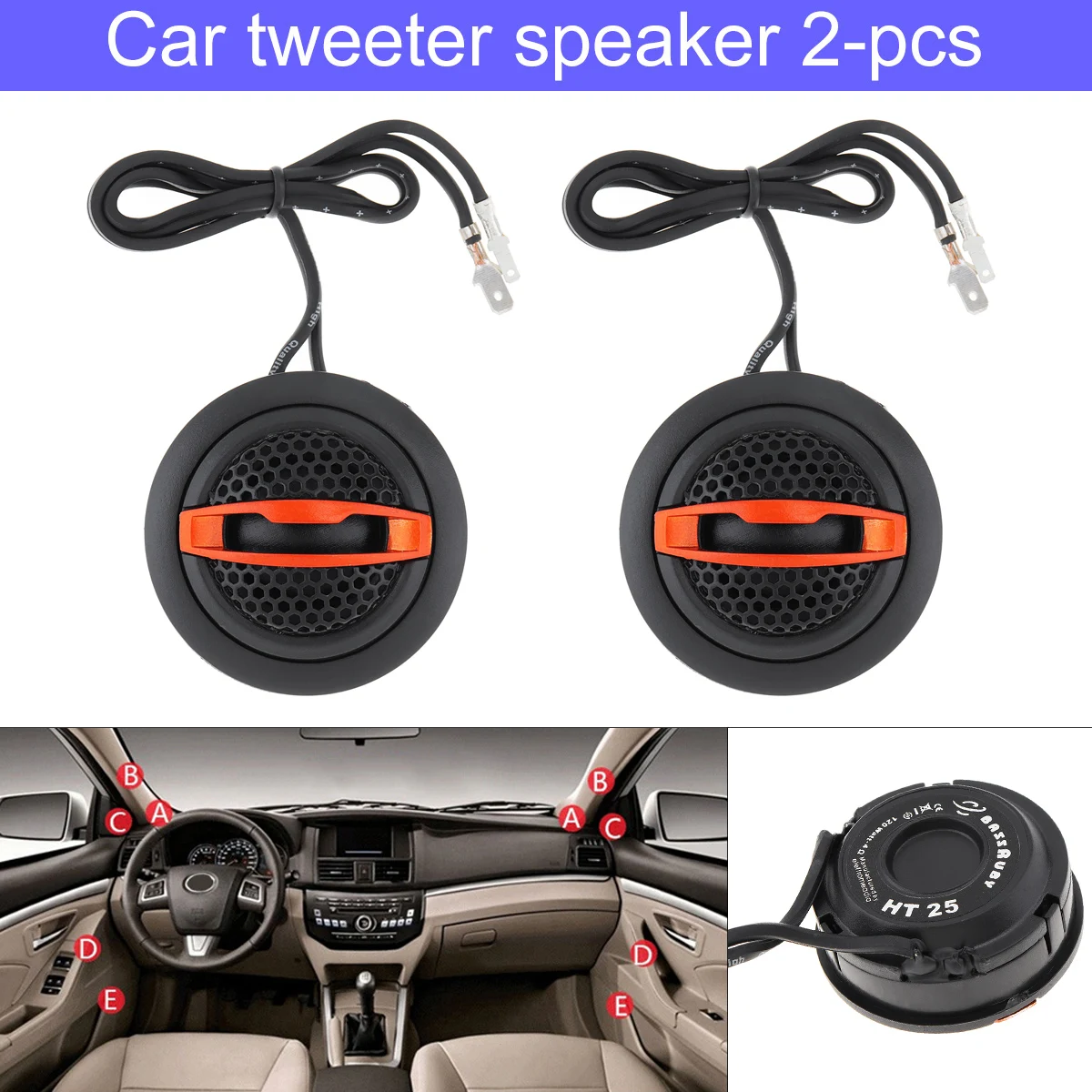 

2pcs 150W 25mm High Efficiency Mini Dome Tweeter Speaker Universal Stereo Speakers for Car Audio System Automobile