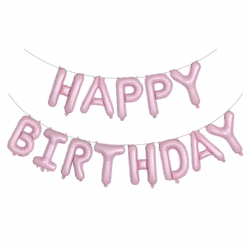 Набор воздушных шаров с английскими буквами и надписью «Happy birthday» из фольги розового золота, вечерние воздушные шары с гелием для вечеринки на день рождения, декоративные воздушные шары от поставщика - Цвет: baby-pink