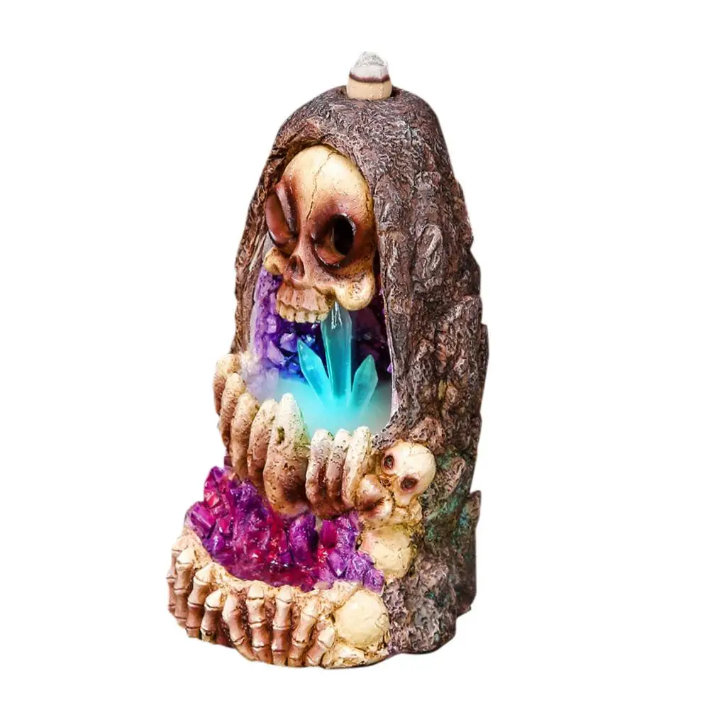 

Уникальная горелка для благовоний Geode Skull, полимерная горелка для благовоний водопад с 10 палочками для йоги, ароматерапии, офиса, дома или