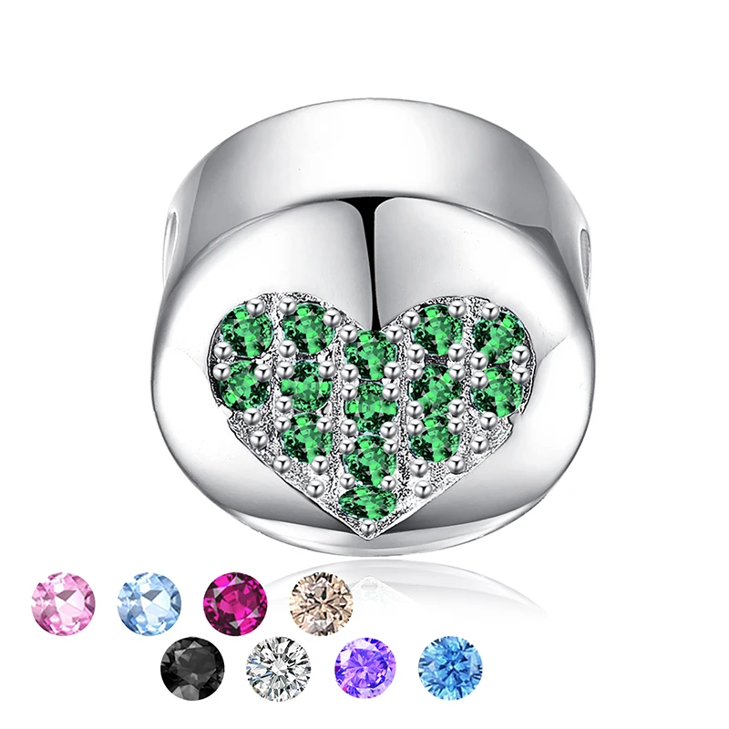 JewelryPalace кубического циркония 925 пробы серебро надежда круглый сердце шарики-брелки Fit Браслеты браслеты Модные украшения