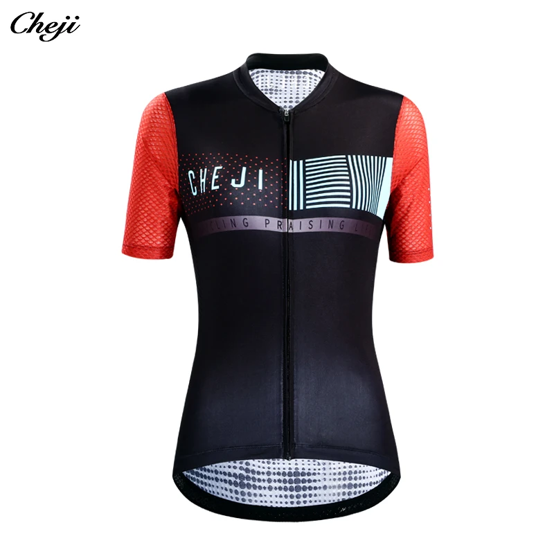 CHEJI Велоспорт Женский Джерси с коротким рукавом MTB дорожный велосипед Pro Fit