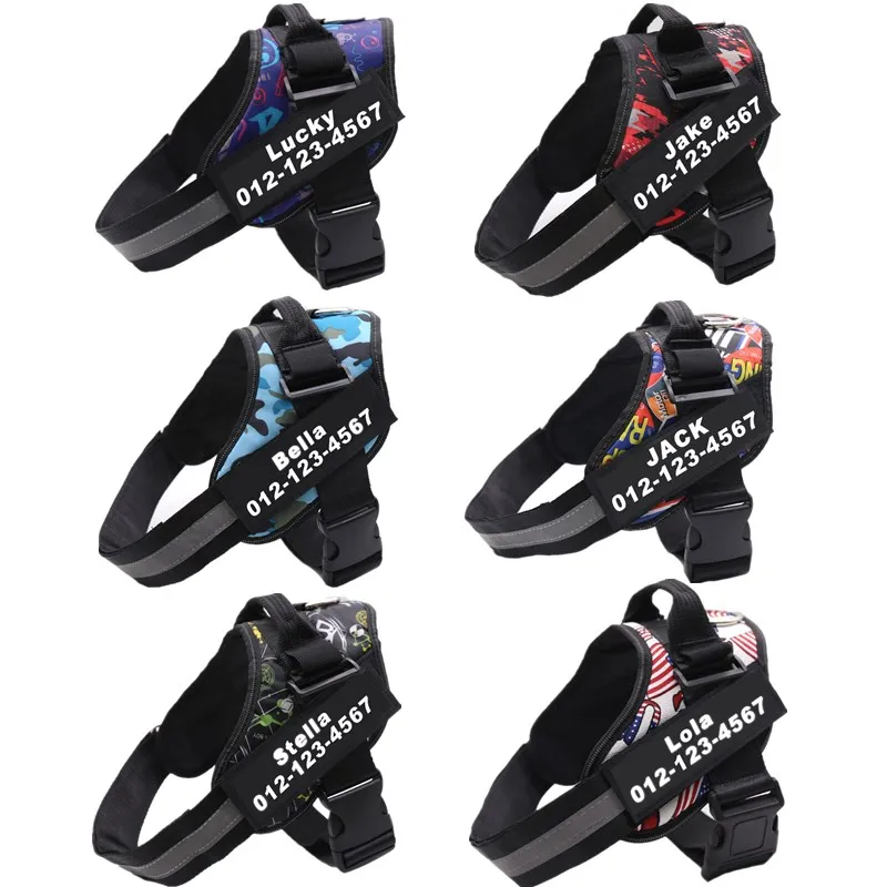 

Large Dog Vest ID Custom Patch Dog Harness NO PULL Reflective Breathable Adjustable Pet Dog Harness Dog Supplies Drop Shipping