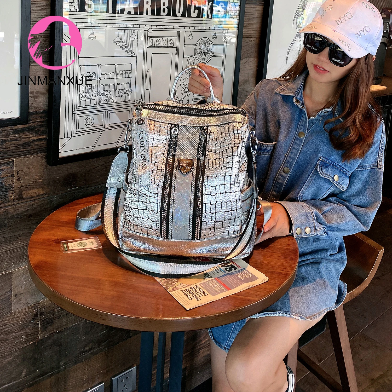 

Glitter Backpack Women Shoulder Messenger Bag Multifunction Handbags For Teenage Girls Schoolbag Female Travel Rucksack