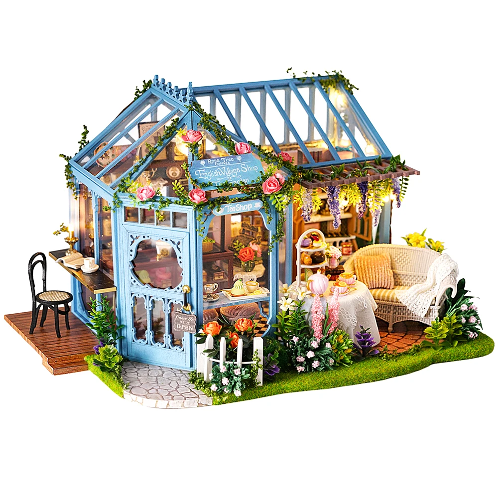 DIY Dollhouse Wooden doll Houses Miniature Doll House Furniture Kit Casa Music Led Toys for Children Birthday Gift A68D | Игрушки и