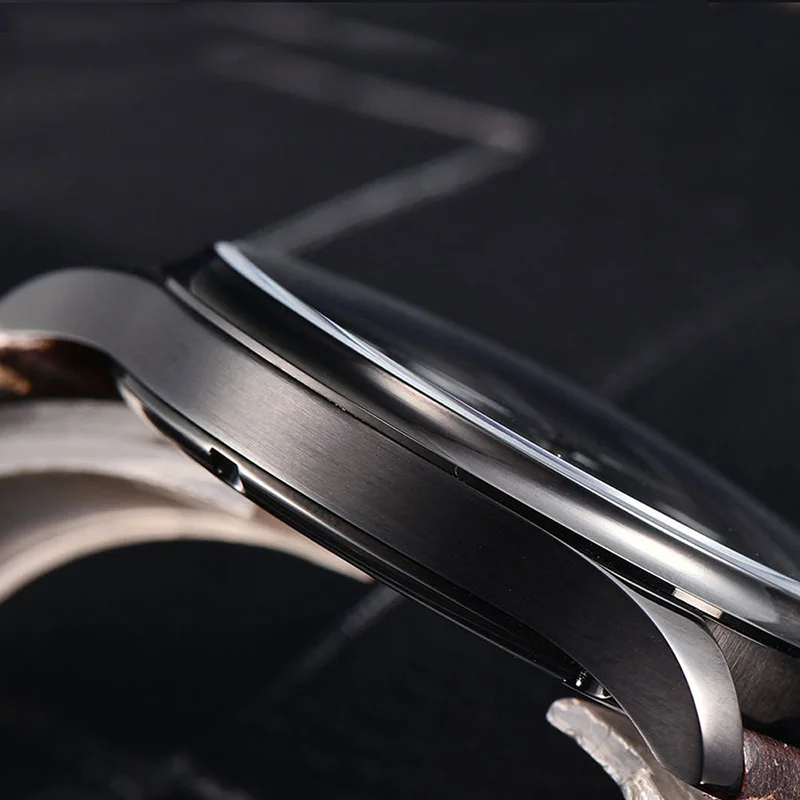 Мужские механические часы Bernis PARNIS 44 мм черная циферблат светящаяся указка 6497 с