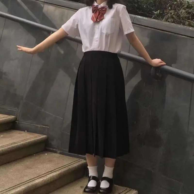 

Women's Spring Jacket Bow Shirt Skirt 3-piece Suit Japanese JK Preppy Style Harajuku Trench Coat Long Windbreaker Girls Overcoat