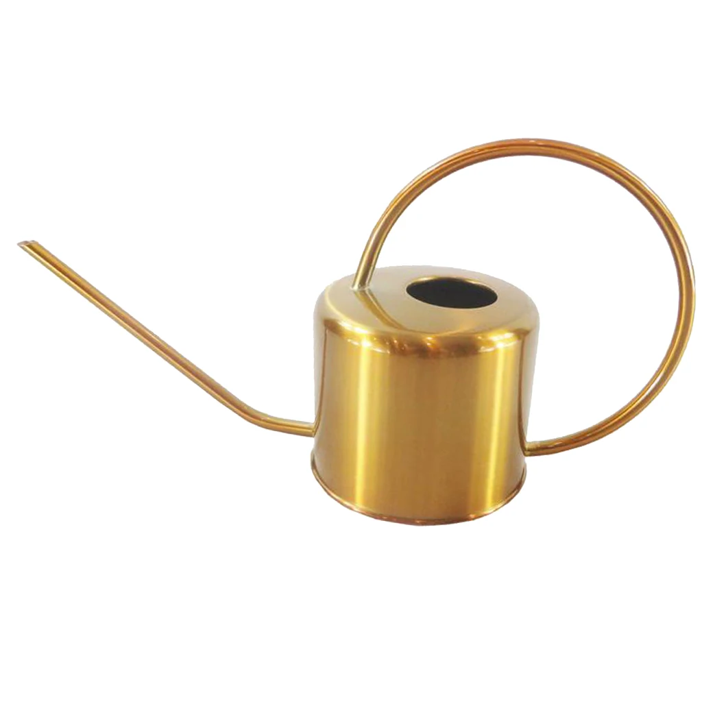 

900ml Long Spout Houseplant Watering Pot Stainless Steel Golden Watering Can Home Garden Decoration