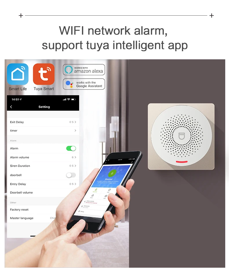 Tuya Smart Home Security Alarm System Hub Kit ,Host with sound function, support Google and Alexa，Smar Life App