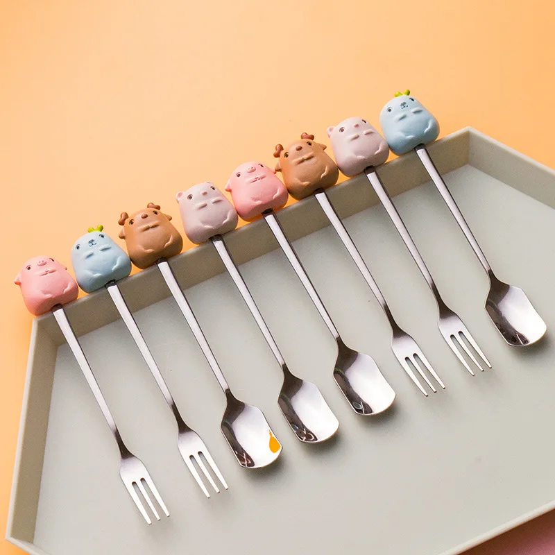 304 ложка вилка из нержавеющей стали в виде маленького монстра кофейное мороженое