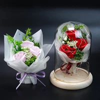 christmas 3 soap flowers led light covered rose gift box for girlfriends best friends birthday gifts