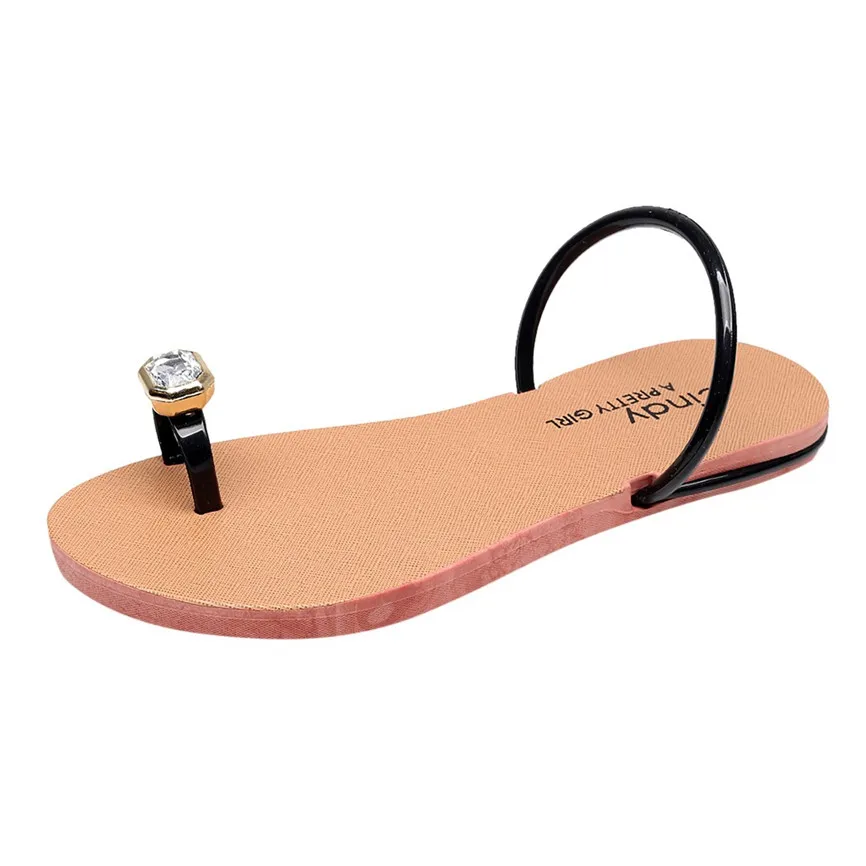 Нескользящие богемные стразы вьетнамки на плоской подошве сандалии шлепанцы