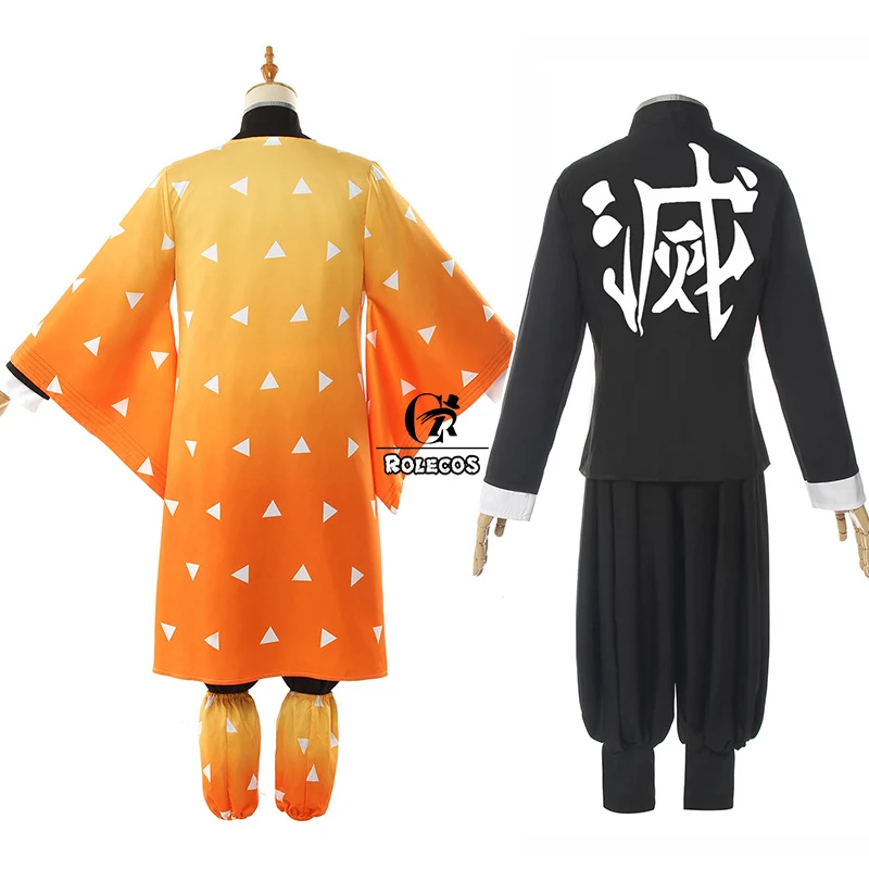 ROLECOS аниме Demon Slayer Косплей Костюм агатсума зенитсу Kimetsu no Yaiba Косплей Костюм мужской кимоно желтый Униформа полный комплект