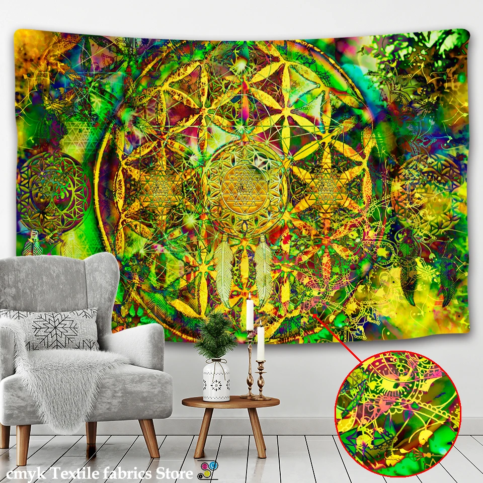 

India Mandala Tapestry Wall Hanging Boho Decor Wall Cloth Tapestries Psychedelic Hippie Night Moon Tapestry Mandala Wall Carpet