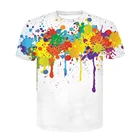 Летняя модная новая белая футболка с принтом, Мужская забавная и интересная Повседневная футболка с короткими рукавами и цветным 3D-принтом для мальчиков