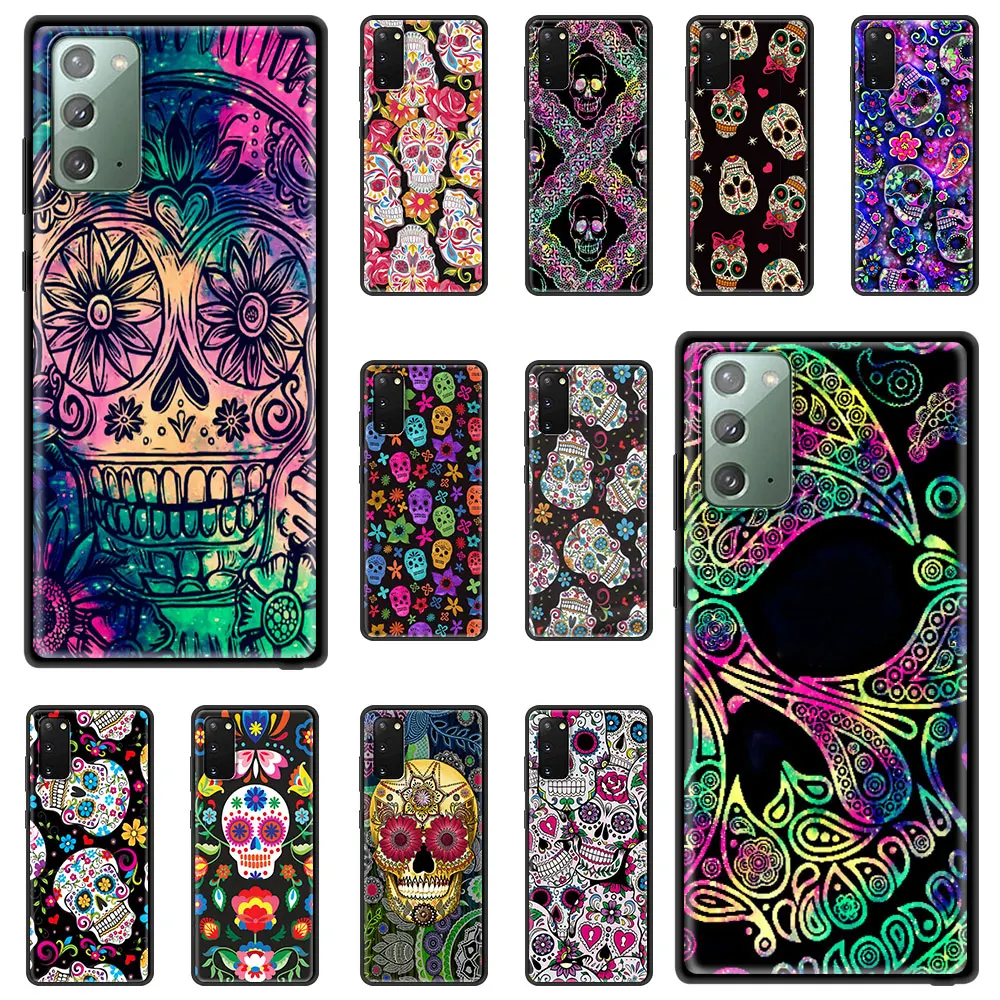 

Case For Samsung Galaxy S20 FE S10 Plus S8 S9 S10e Note 20 Ultra 10 Lite 9 8 Soft Phone Funda Thin Cover Cool Flower Skull Art