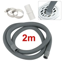 universal plastic washing machine waste drain hose extension pipe kit 2m hose clips durable for water draining