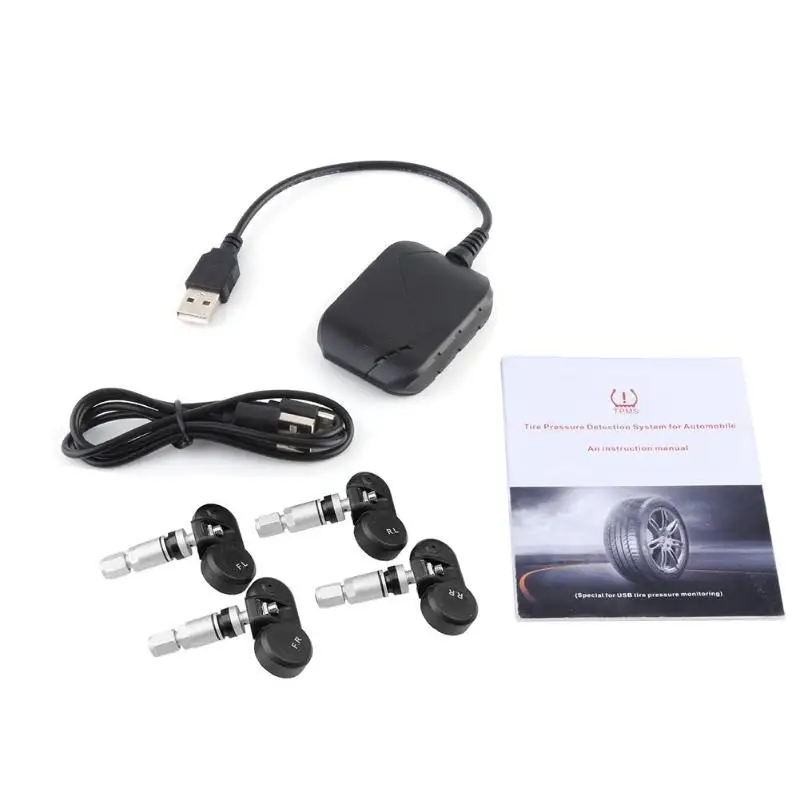 USB автомобильный TPMS система контроля давления в шинах для Android навигации с 4 датчиками Android управляемый большой экран дисплей