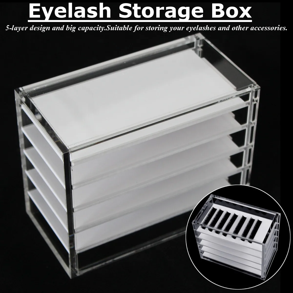 

5 Layers False Eyelashes Storage Box Acrylic Pallet Lash Holder For Eyelash Extension Individual lash Volume Display Stand Tools