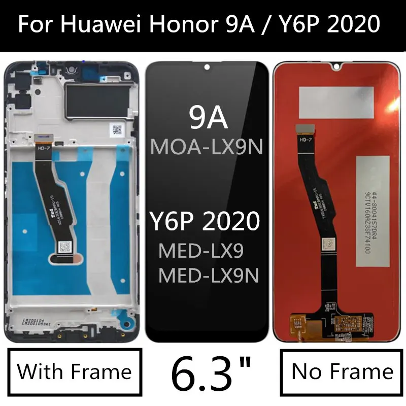 

6.3" LCD FOR Huawei Honor 9A MOA-LX9N / Y6p 2020 MED-LX9, MED-LX9N LCD Display Touch Screen Digitizer Assembly