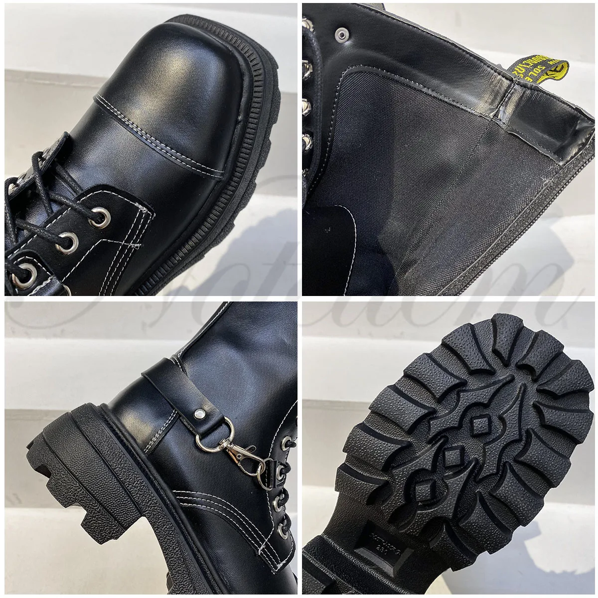 

New rock Gothic Goth Punk Female Mid Calf Chunky Military Heels Combat Martin Demonia Boots Platform Shoe for Women 2021 Stiefel