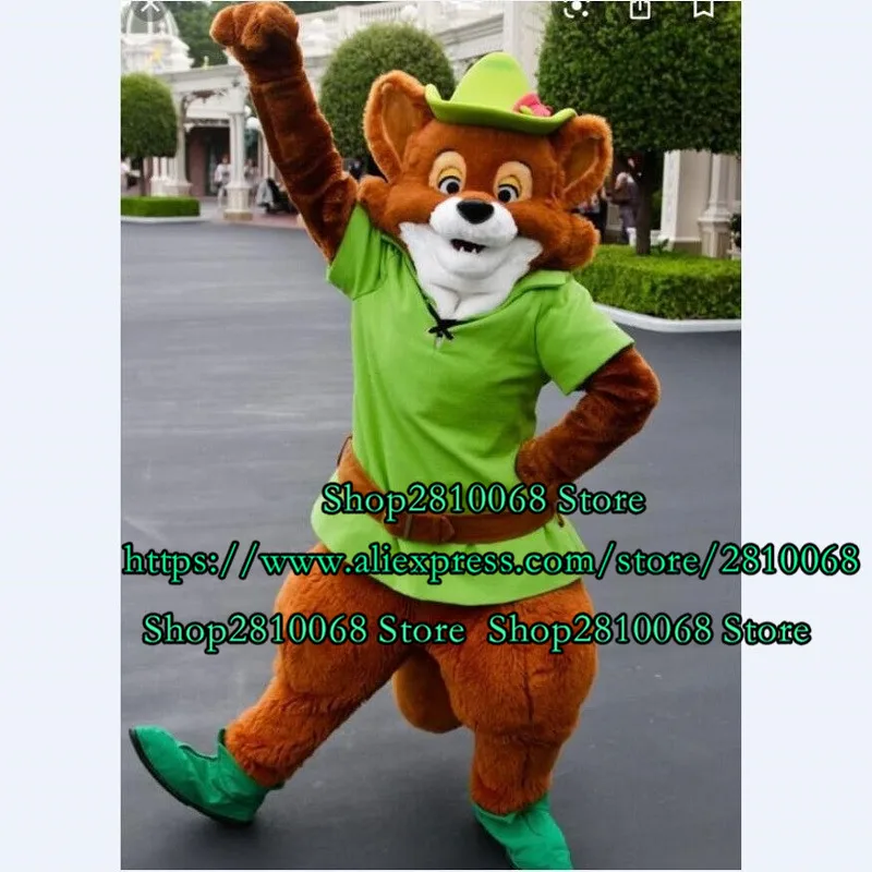 Коричневый пушистый Костюм лисы маскота праздник с рисованным аниме Косплэй