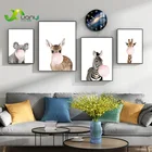 Постеры и картины в скандинавском стиле с жирафом, зеброй, животными, воздушными шарами, Художественная печать на холсте, Настенная картина, кавайный декор для детской комнаты