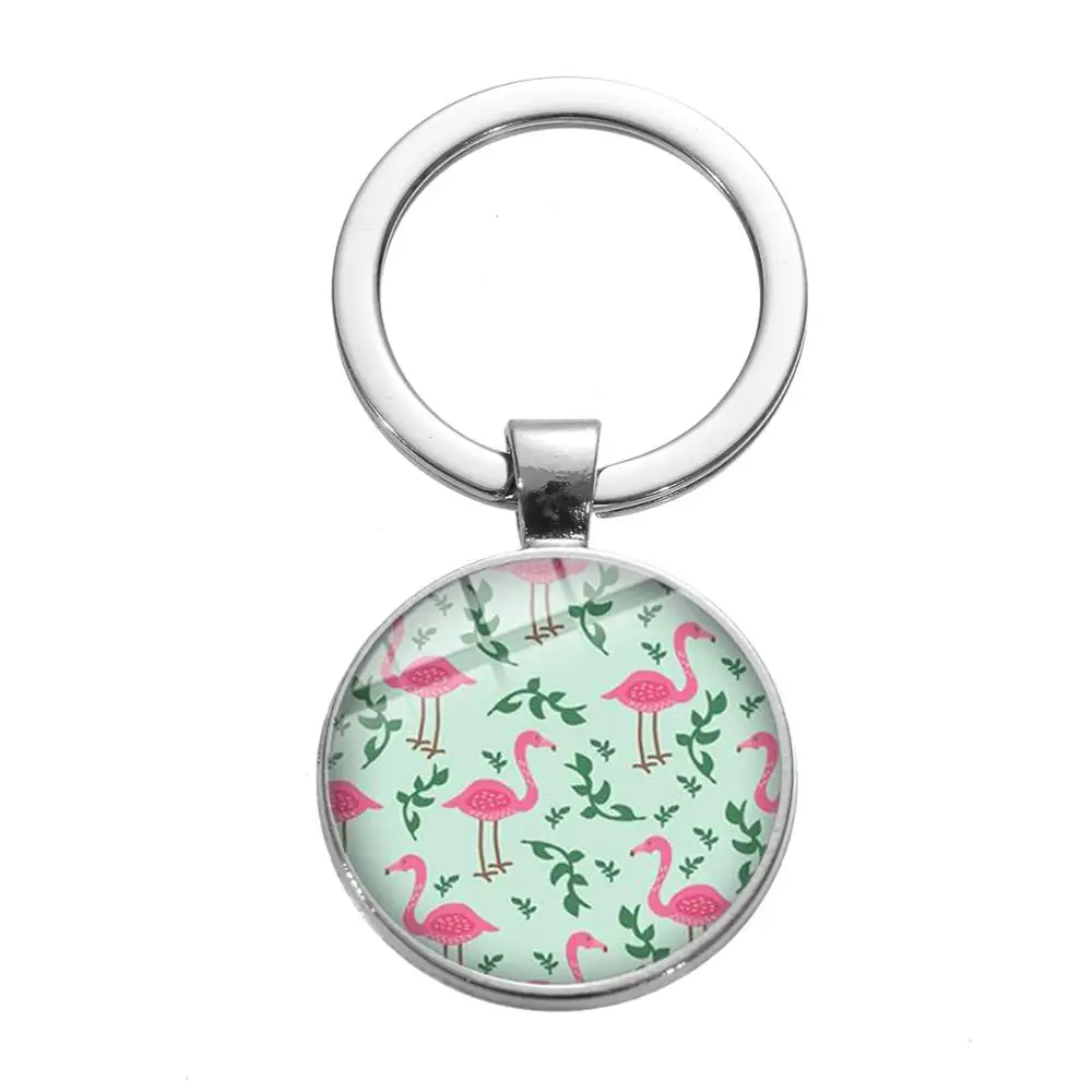 Фламинго зеленый брелоки растения пальмовых листьев Цветы и птицы