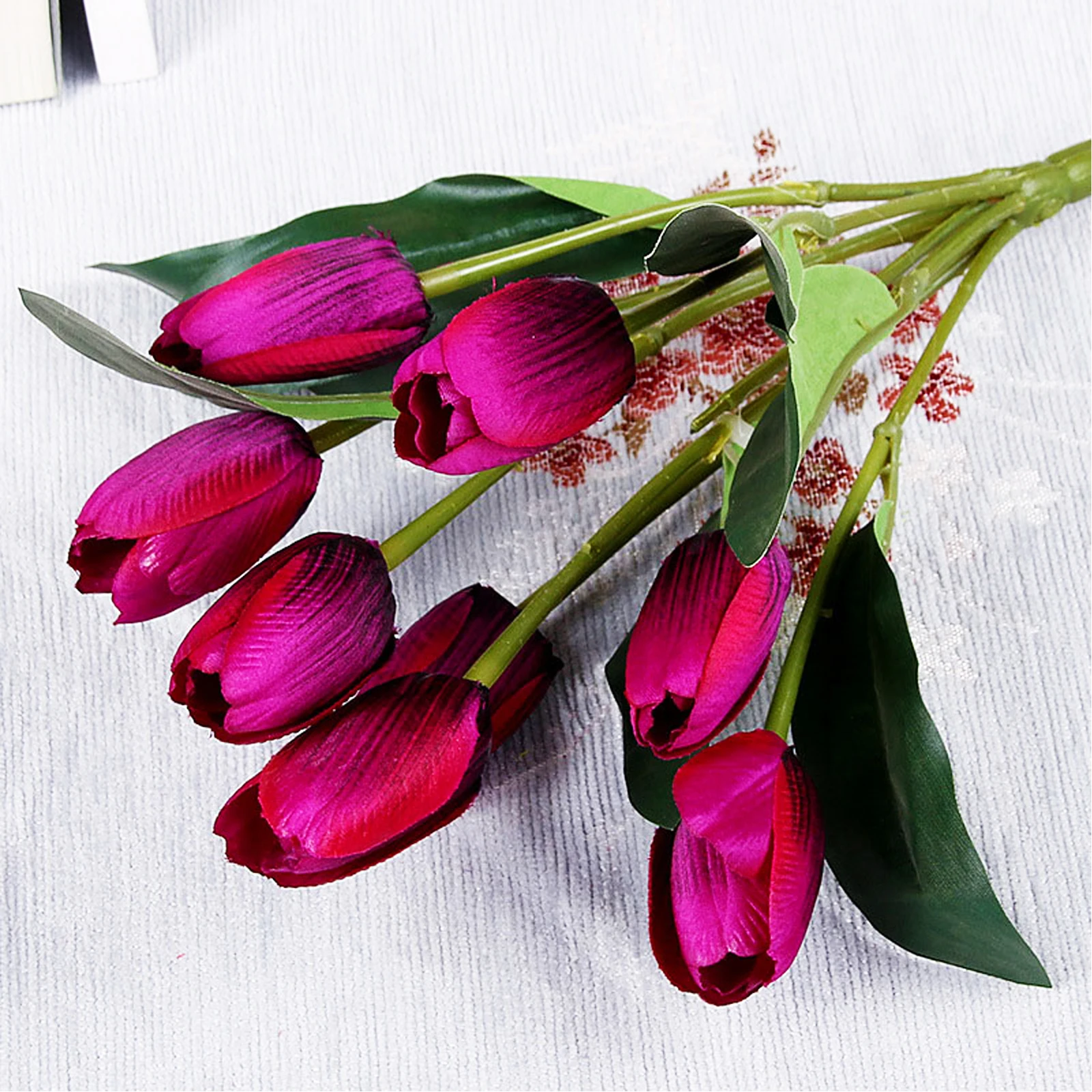 

1pc Tulip with 9 Heads Artificial Flowers Real Touch Garden Tulips Bouquet Decor Home Wedding Decoration Party Favor Fake Flower
