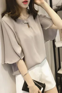 

2020 Women Short Sleeve Shirt Top Garment Blue