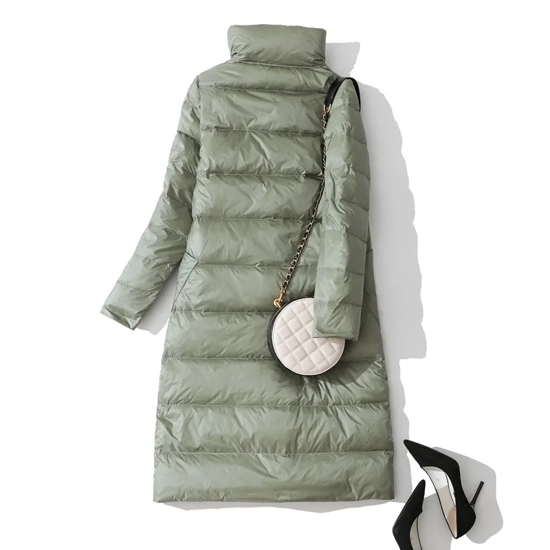 

Winter Women Ultralight Thin Down Jacket White Duck Down Stand Collar Jackets Long Sleeve Warm Coat Female Portable Outwear